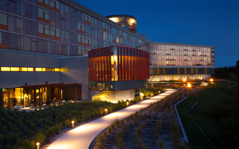 On-site lodging building at Streamsong golf resort